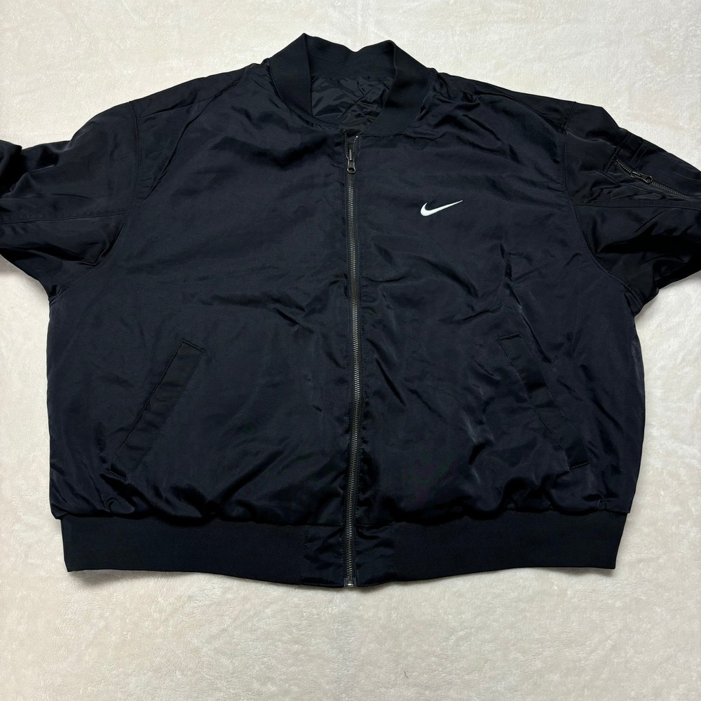 Nike Womens Reversible Varsity Bomber Jacket Size 1X Black Quilted FB3206-010 - Picture 10 of 15